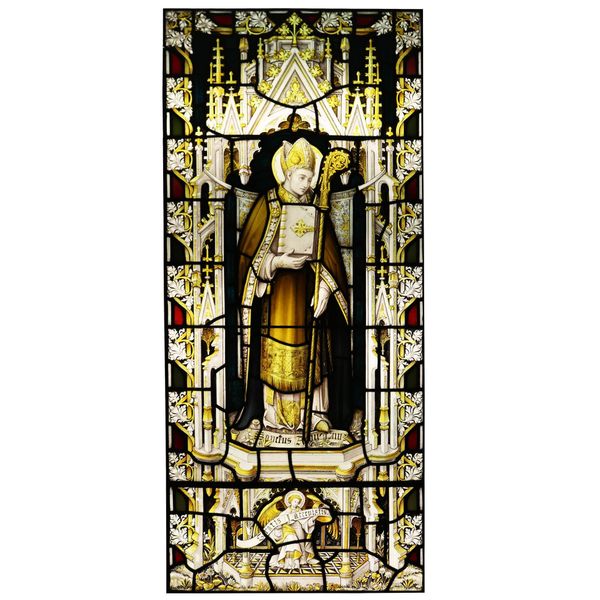 Antique Stained Glass Window of Saint Augustine