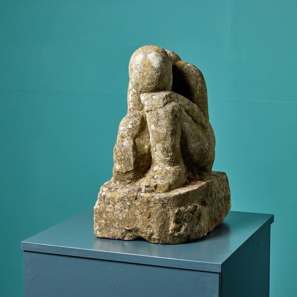 ‘The Thinker’ Carved Kneeling Statue by a Student of Hugh Casson