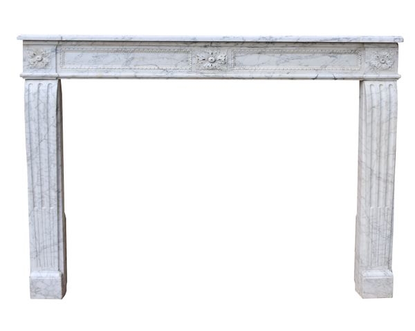 An Antique Louis XVI Carrara Marble Fire Surround