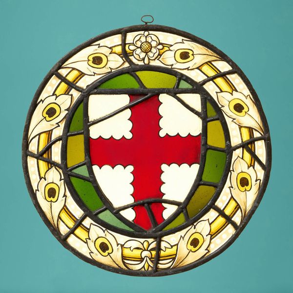 Antique English Pseudo Armorial Stained Glass Roundel