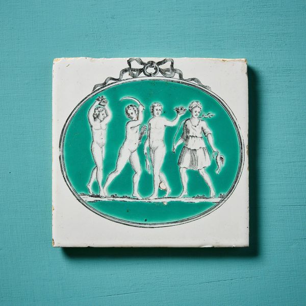 18th Century Liverpool Delft Tile with Neoclassical Figures