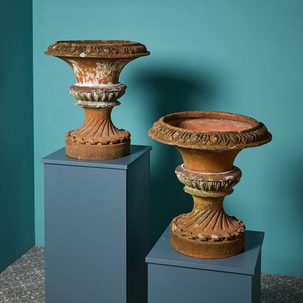 Pair of Antique English Terracotta Garden Planters