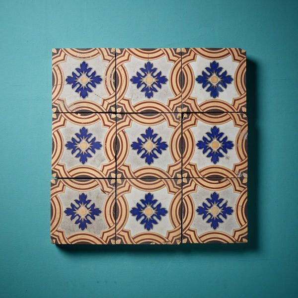 Set of 9 Minton & Co. Encaustic Patterned Tiles