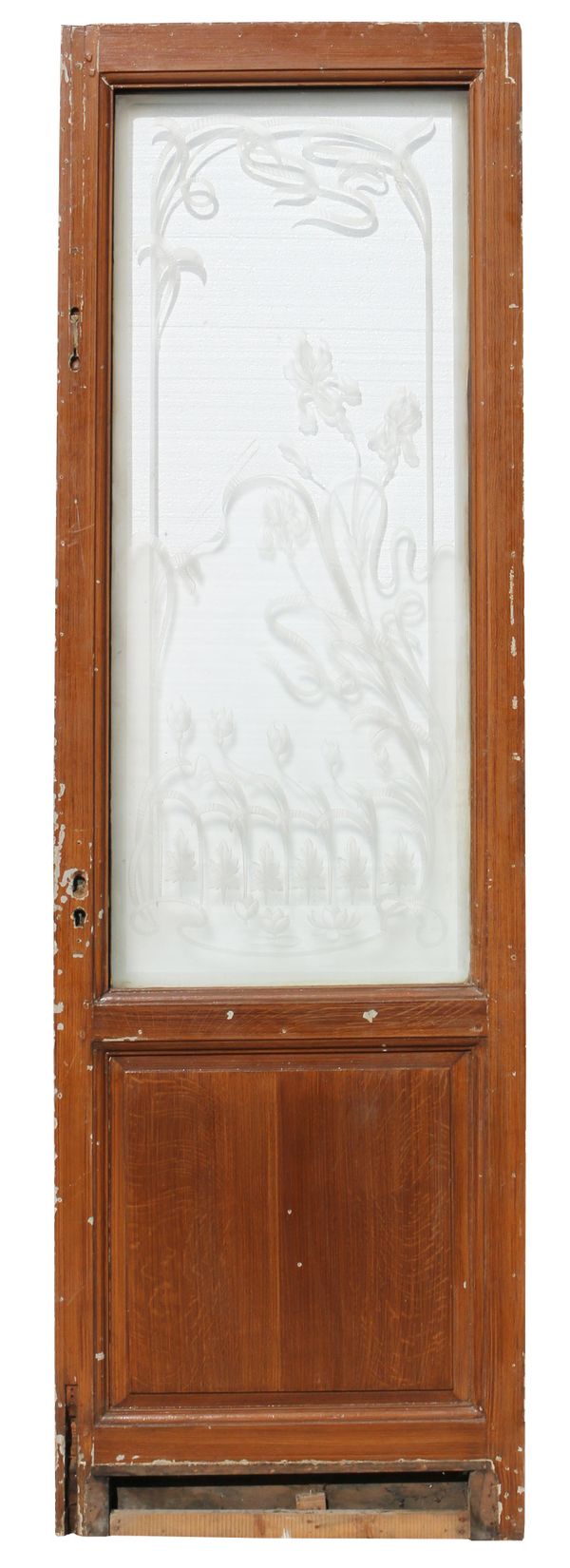 A Reclaimed Door with Etched Glass