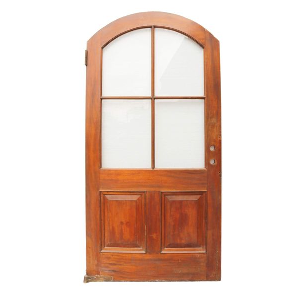 Antique Glazed Arched Interior Mahogany Door