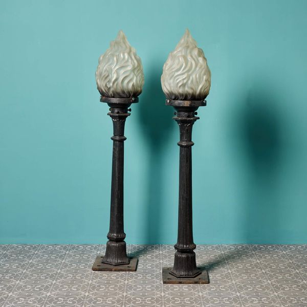 Two Antique Cast Iron Outside Lights