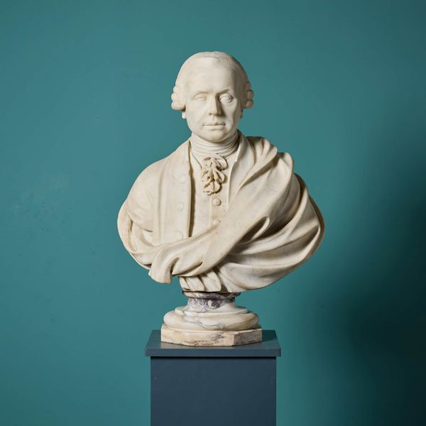 English Georgian Statuary Marble Bust of a Scholarly Gentleman