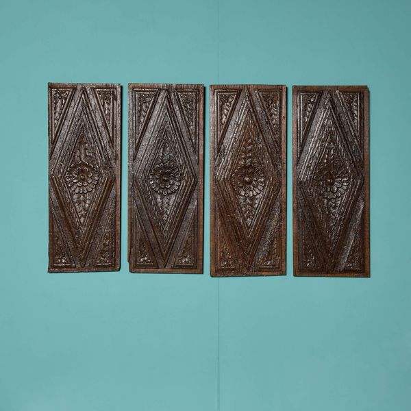 Four Antique 17th Century Carved Oak Panels