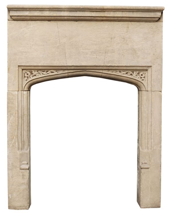 Antique Carved Limestone Fireplace