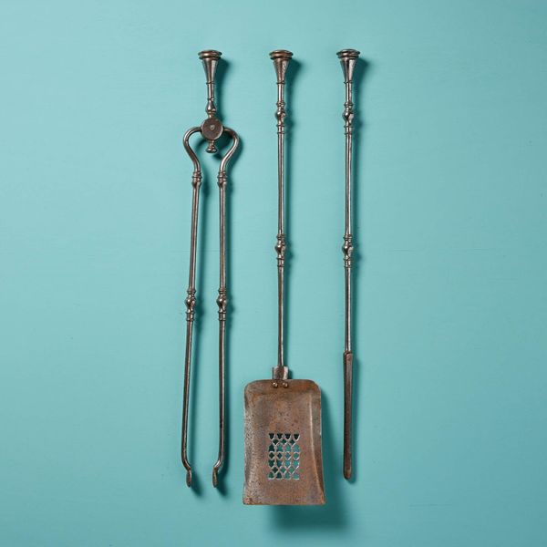 Set of Early 19th Century Polished Steel Fire Tools