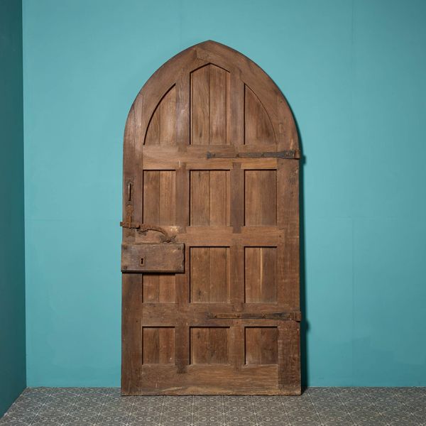 Large Antique Gothic Arched Oak Door