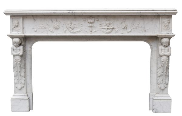 Antique French Renaissance Style Marble Fireplace