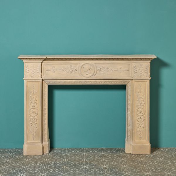 Italian Neoclassical Buff Terracotta Fireplace