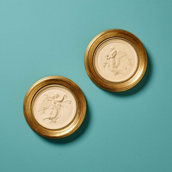 Pair of P. Ipsen (1815-1860) Ceramic Figural Relief Roundels