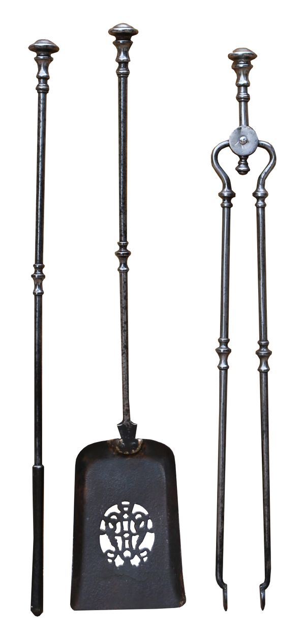 A Set of Regency Period Polished Steel Fire Tools