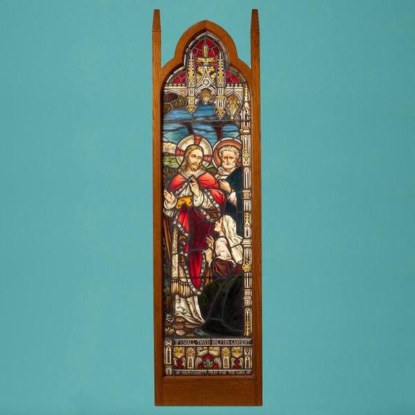 Large Reclaimed Religious Stained Glass Window