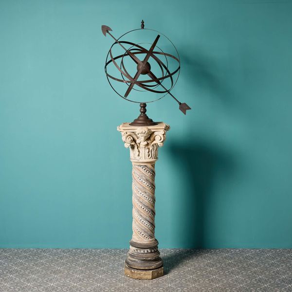 Antique Terracotta Garden Armillary Sundial