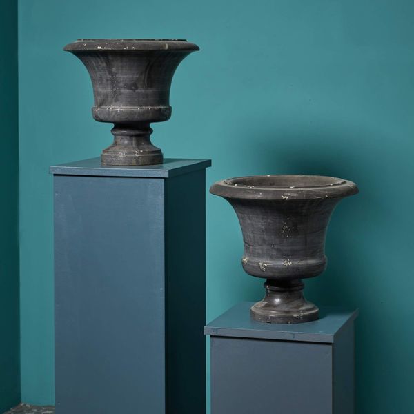 Pair of French Dove Grey Marble Urns