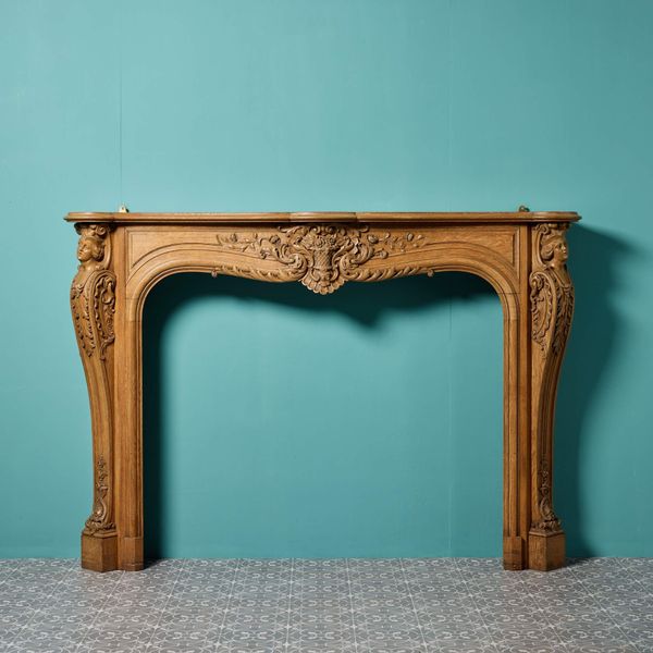 Antique English Carved Oak Fire Surround