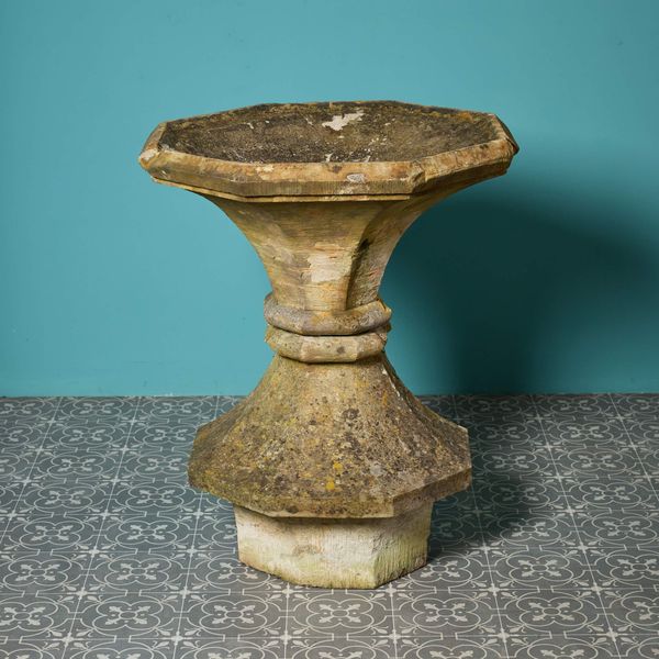 Large 19th Century Octagonal York Stone Bird Bath