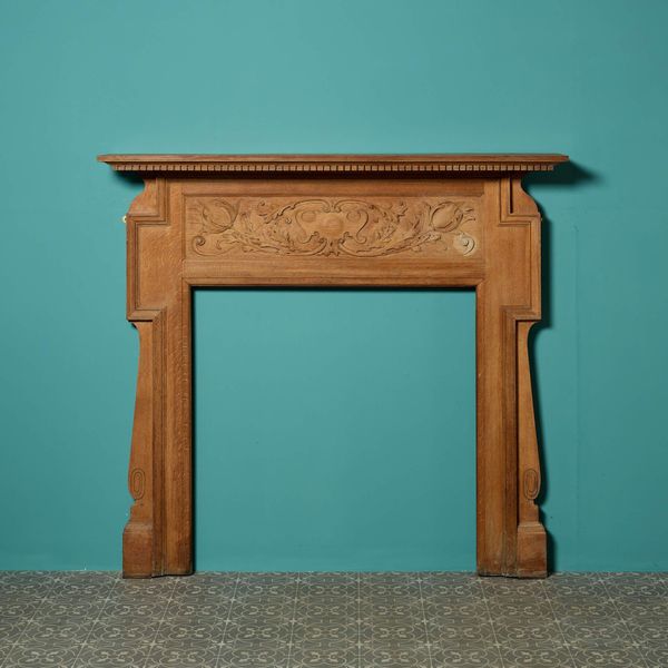 Antique Art Nouveau Oak Fireplace Surround