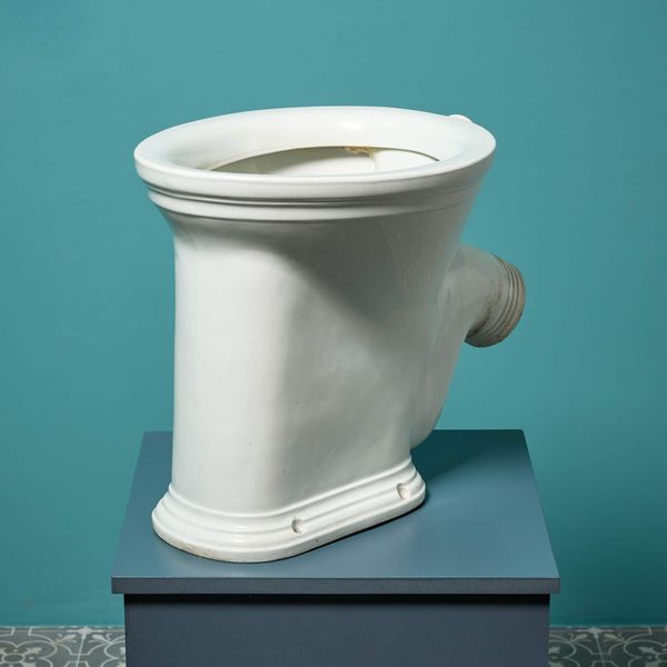 0_37071-1 Antique English White Glazed Ceramic Toilet with P Trap