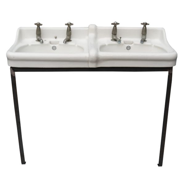 An Antique Double Wash Basin with Stand