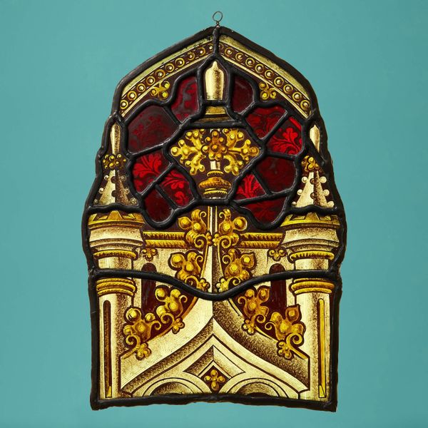 Small Antique Stained Glass Church Panel