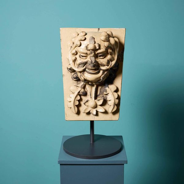 Antique Glazed Terracotta Green Man Keystone by Lipscombe & Co