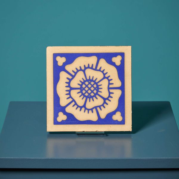 0_37279-1 English 19th Century Encaustic Tudor Rose Tile By W. Goodwin