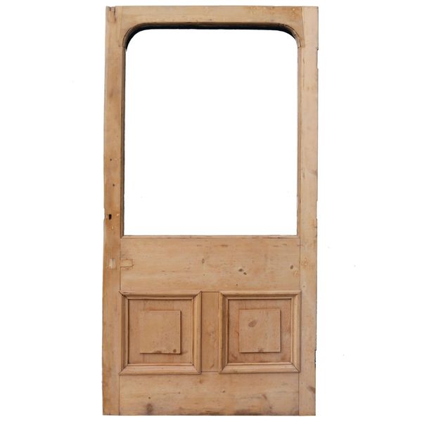 Antique English Stripped Pine Front Door for Glazing