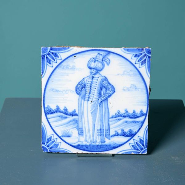 Antique Ravesteijn Delft Tile of Turkish Figure