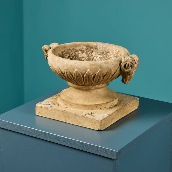 Rams Head Tazza Style Coade Stone Urn