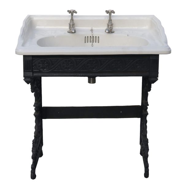 Antique Victorian Bathroom Sink on Cast Iron Stand