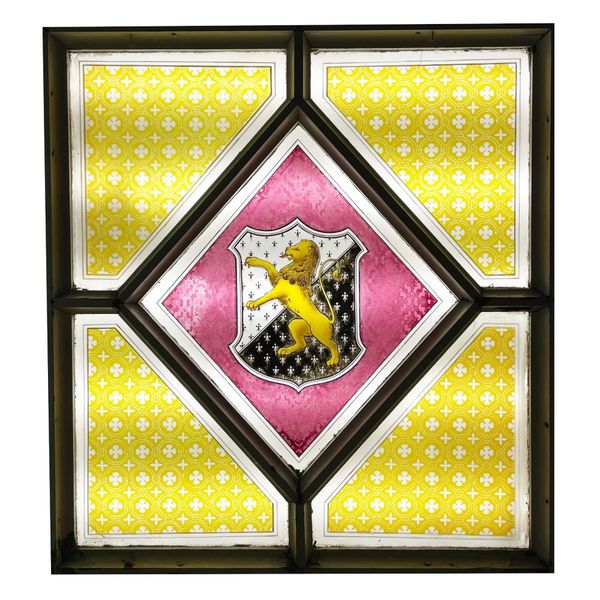 Victorian Stained Glass Window with Tudor Trefor Family Crest