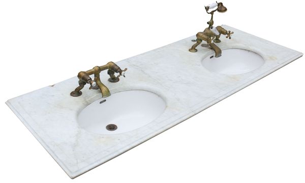 Antique Carrara Marble Double Sink