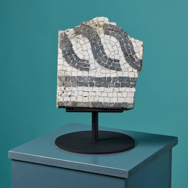 Reclaimed Roman Style Mosaic Fragment on Stand