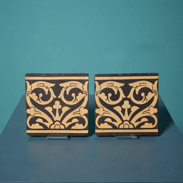Pair of Maw & Co Encaustic Decorative Tiles