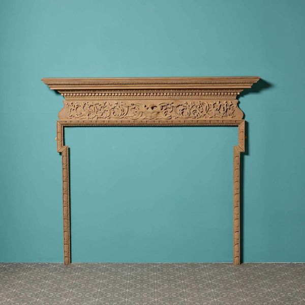 English Georgian Carved Pine Fireplace