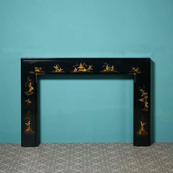 Reclaimed Rare Black Chinoiserie Fireplace