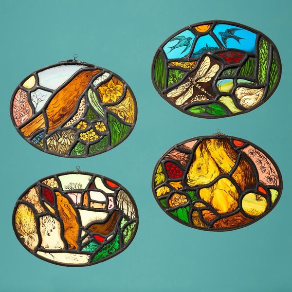 Four Seasons Stained Glass Window Hangings