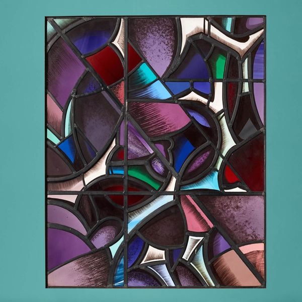 Large Goddard & Gibbs Geometric Style Stained Glass Panel