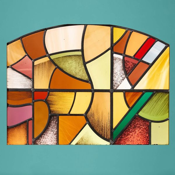 Abstract Arched Stained Glass Panel by Goddard & Gibbs