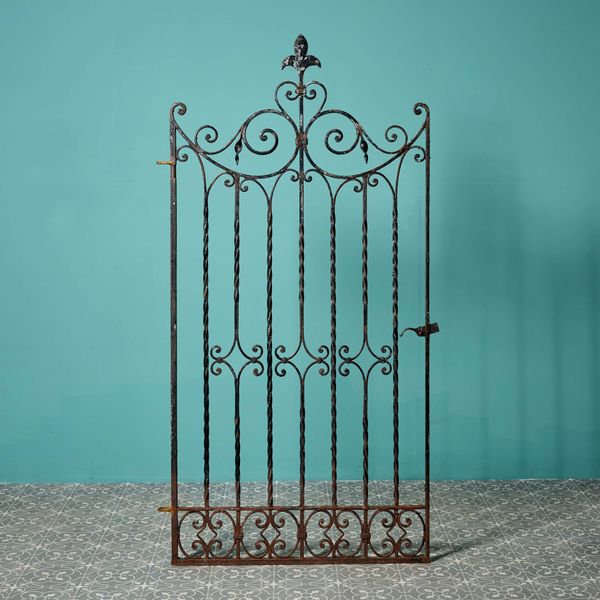 Tall Antique Edwardian Wrought Iron Side Gate