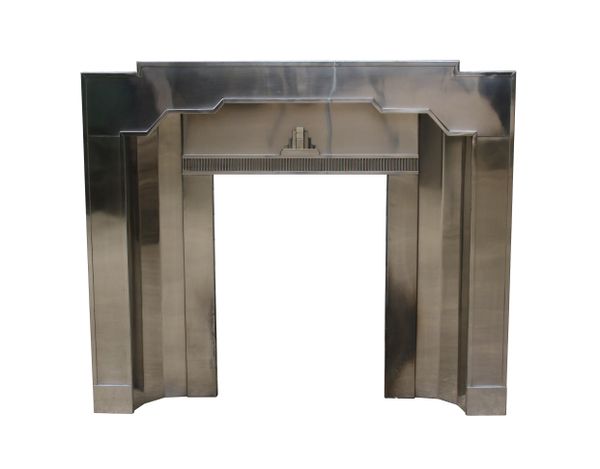 An Unusual Original Art Deco Stainless Steel Fireplace