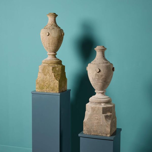 Pair of French Neoclassical Style Marble Urn Finials