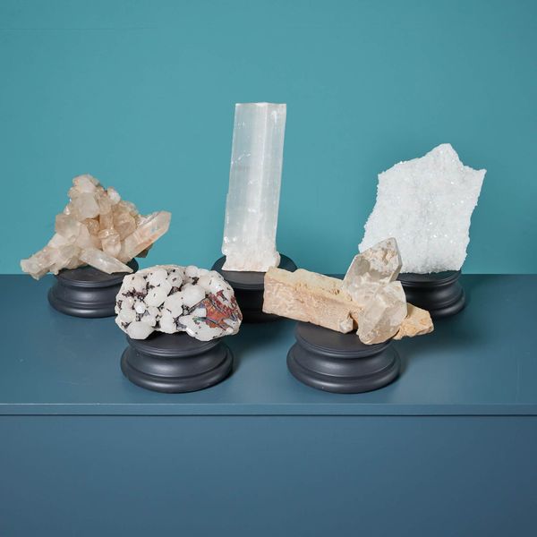 Collection of 5 Mineral Crystals Including Selenite, Blacknite & Quartz