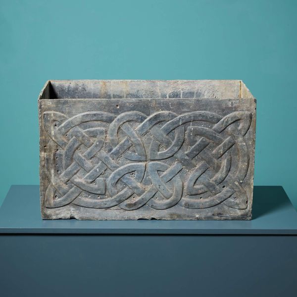 5_37079-6 Antique English Celtic Knot Lead Garden Cistern