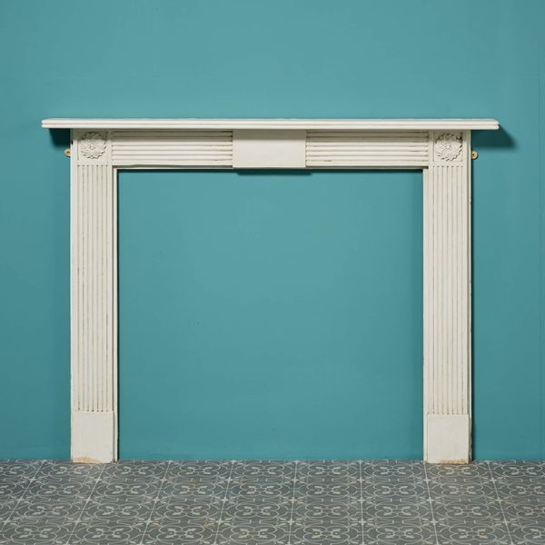 Antique English Painted Pine Bullseye Style Fire Surround