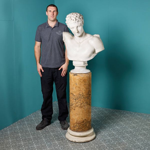 Neoclassical Plaster Bust of Hermes on Scagolia Column